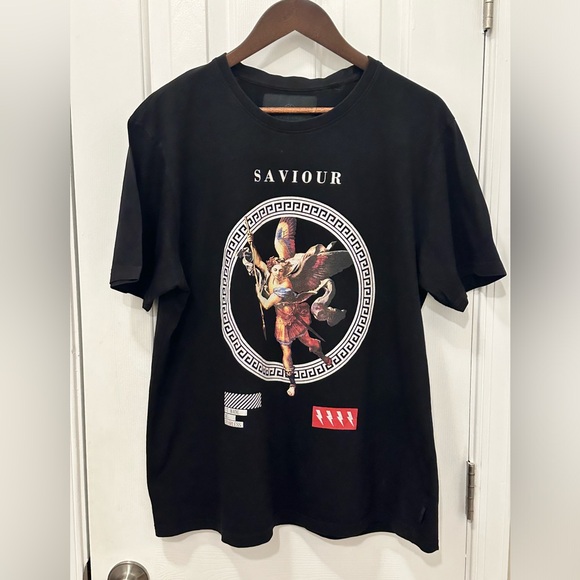 SOUL STAR ENGLAND BRAND FLYING CHERUB GRAPHIC CREW NECK T-SHIRT - Size: Large - Picture 1 of 8